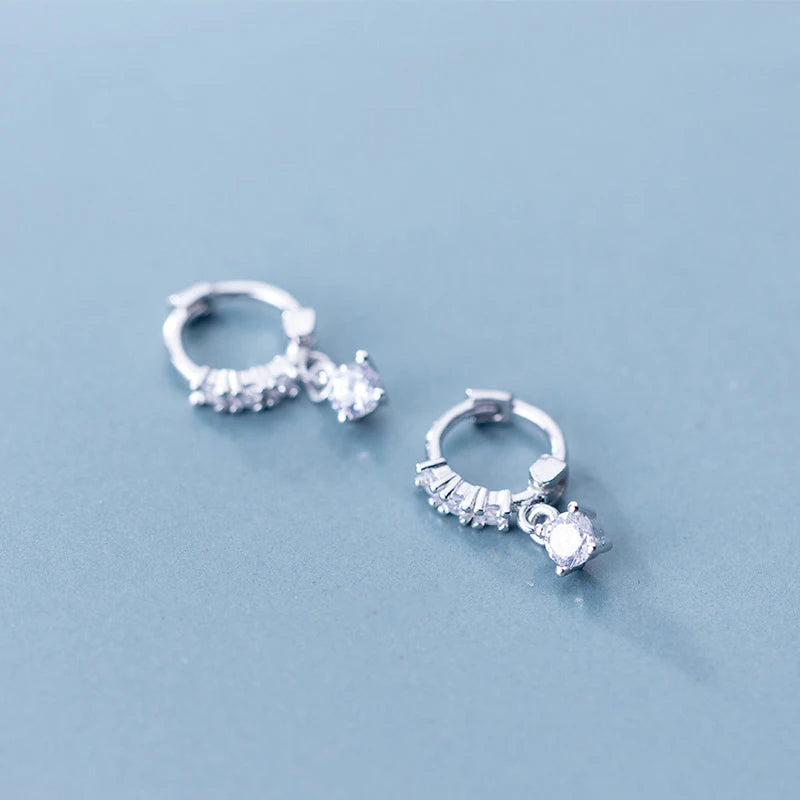 INZATT Real 925 Sterling Silver OL Style Round Zircon Hoop Earrings For Women Party Gold Rose Color Wedding Fine Jewelry Gift