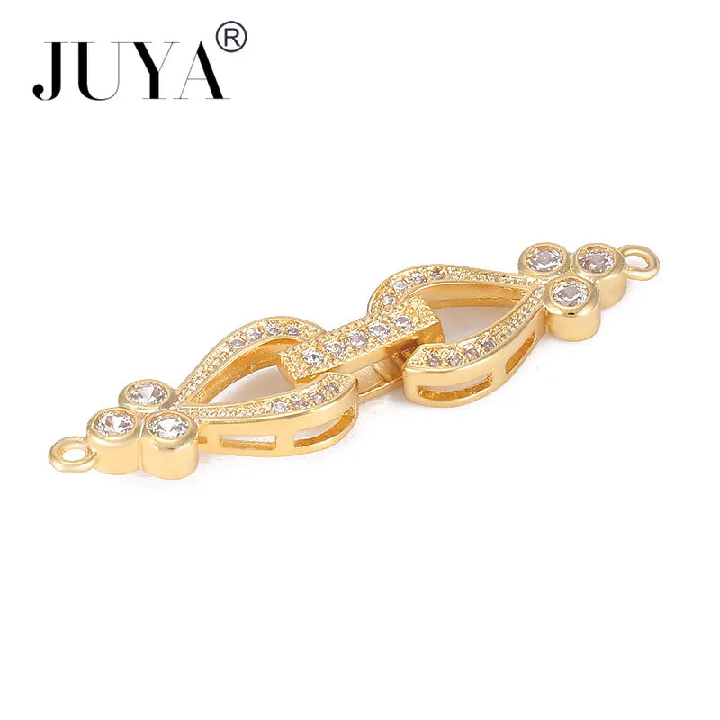 Jewellery Making Supplies Copper Inlaid AAA CZ Rhinestone Round Heart Clasps For Bracelets Making Fastening Jewelry Findings