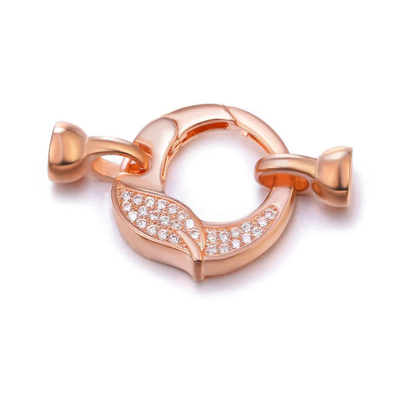 Jewellery Making Supplies Copper Inlaid AAA CZ Rhinestone Round Heart Clasps For Bracelets Making Fastening Jewelry Findings