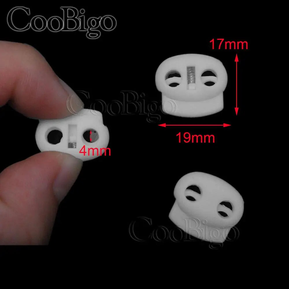 50pcs 2 Hole Plastic Cord End Stopper Bean Cord Lock Toggle Clip for Apparel Rope Shoelace Backpack Sportswear Bag Accessories