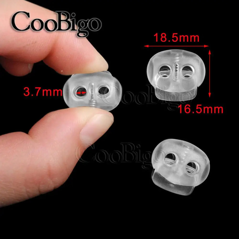 50pcs 2 Hole Plastic Cord End Stopper Bean Cord Lock Toggle Clip for Apparel Rope Shoelace Backpack Sportswear Bag Accessories