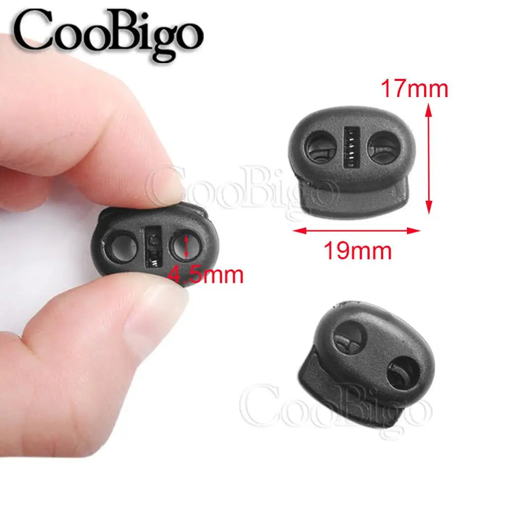 50pcs 2 Hole Plastic Cord End Stopper Bean Cord Lock Toggle Clip for Apparel Rope Shoelace Backpack Sportswear Bag Accessories