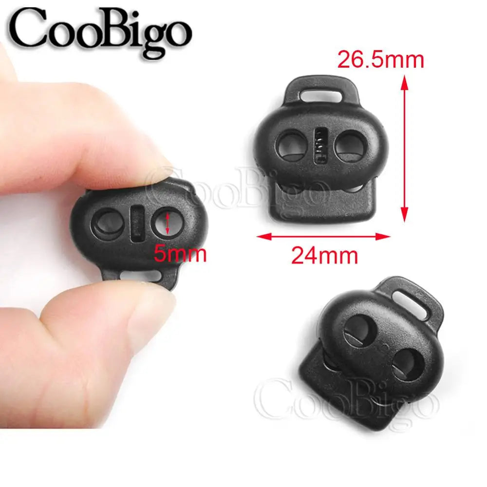 50pcs 2 Hole Plastic Cord End Stopper Bean Cord Lock Toggle Clip for Apparel Rope Shoelace Backpack Sportswear Bag Accessories