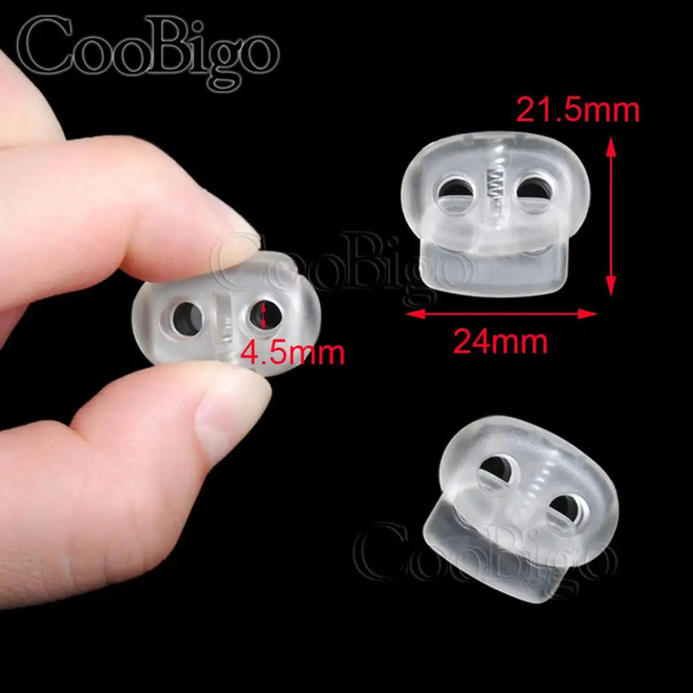 50pcs 2 Hole Plastic Cord End Stopper Bean Cord Lock Toggle Clip for Apparel Rope Shoelace Backpack Sportswear Bag Accessories