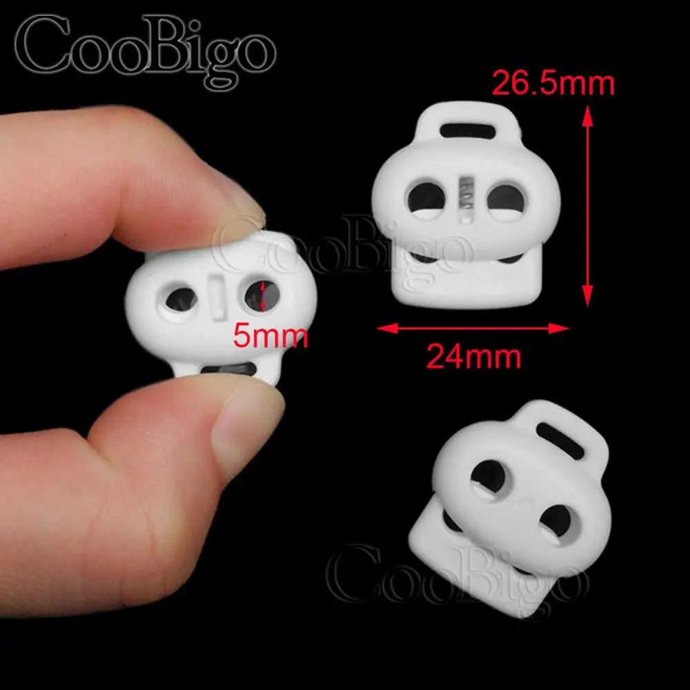 50pcs 2 Hole Plastic Cord End Stopper Bean Cord Lock Toggle Clip for Apparel Rope Shoelace Backpack Sportswear Bag Accessories