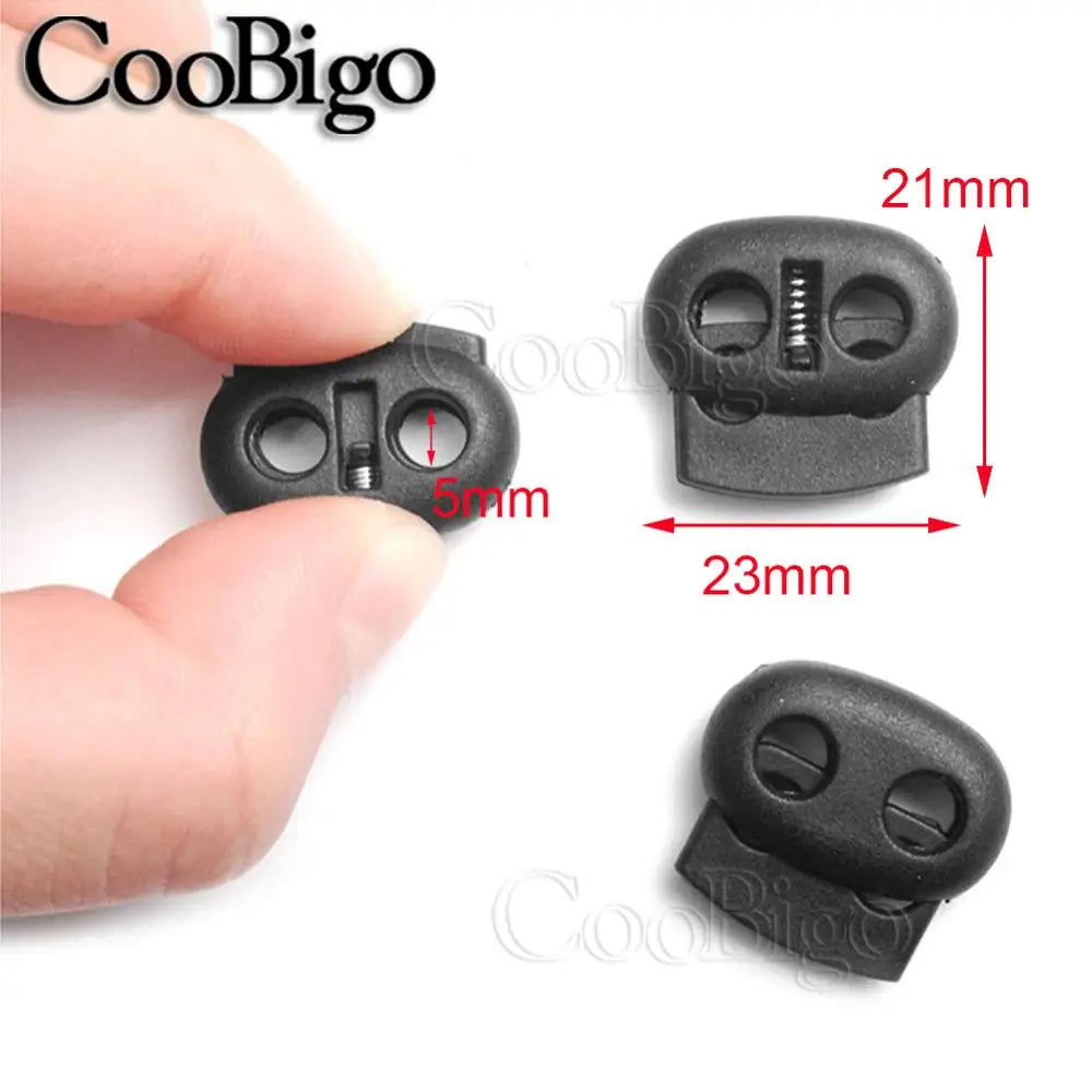 50pcs 2 Hole Plastic Cord End Stopper Bean Cord Lock Toggle Clip for Apparel Rope Shoelace Backpack Sportswear Bag Accessories
