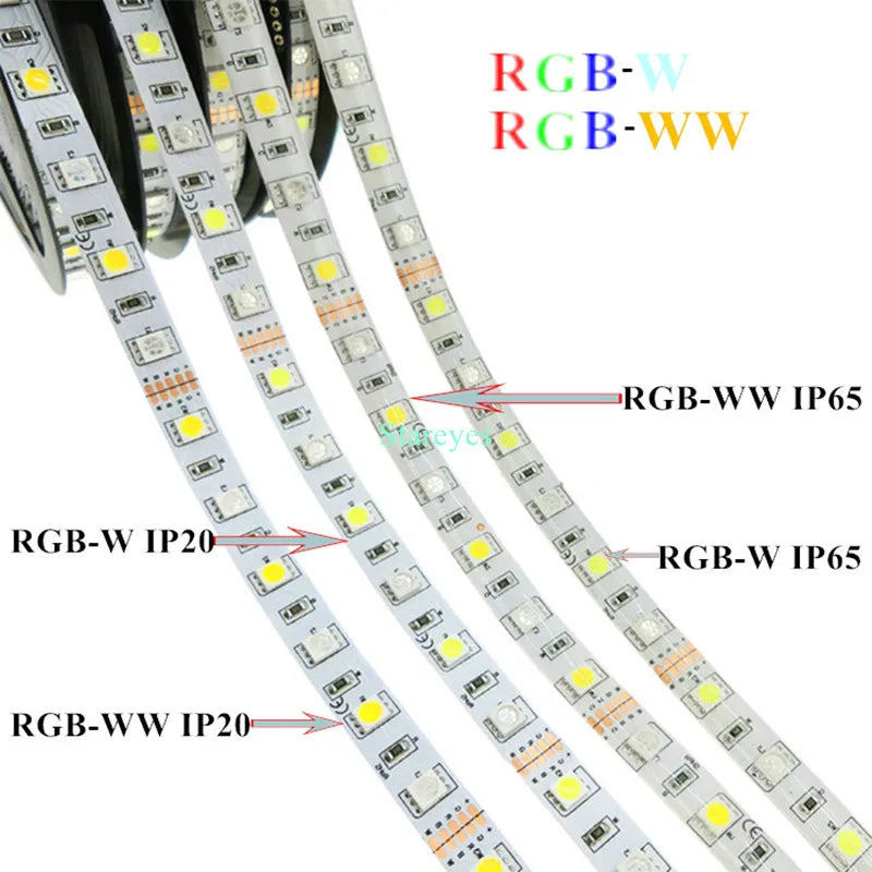 SMD 5050 LED Strip 60LED/m DC12V DC24V 5m Warm white RGB RGBW RGBWW 4 in 1 5 in 1 CCT tape LED light strip Rope Ribbon Belt Tape