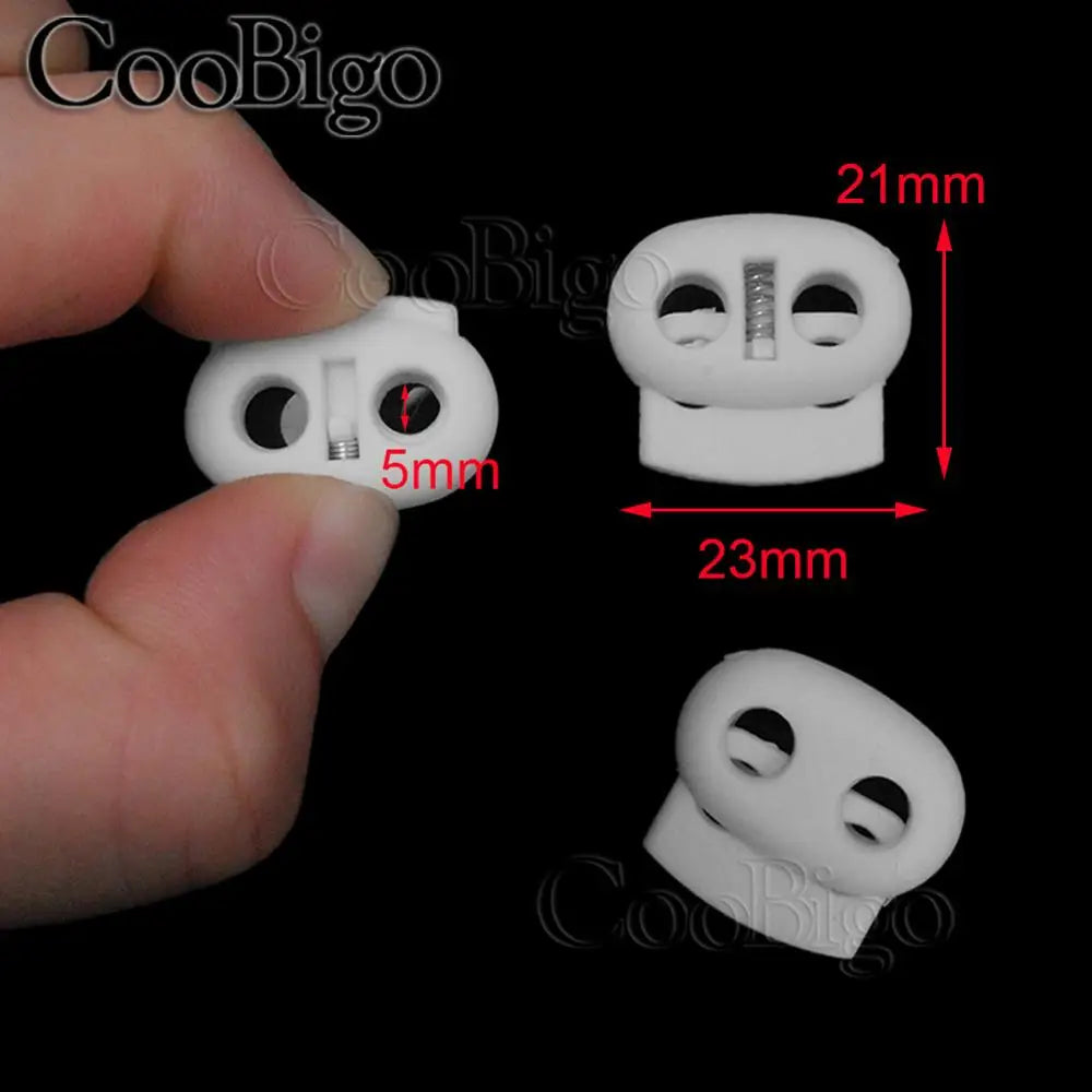 50pcs 2 Hole Plastic Cord End Stopper Bean Cord Lock Toggle Clip for Apparel Rope Shoelace Backpack Sportswear Bag Accessories