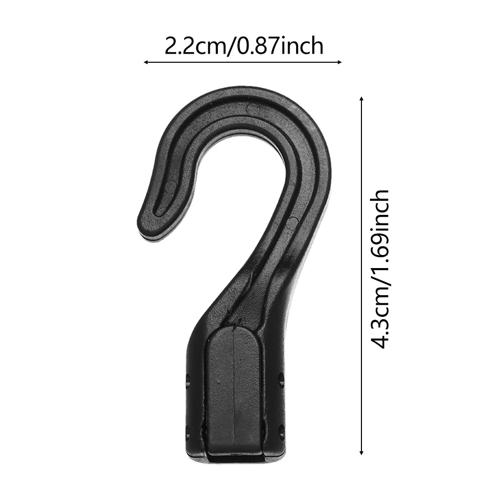 5/10PCS Black Plastic Rope Buckle Open End Cord Straps Hooks Snap Camping Tent Hook Boat Kayak Elastic Ropes Buckles Accessories