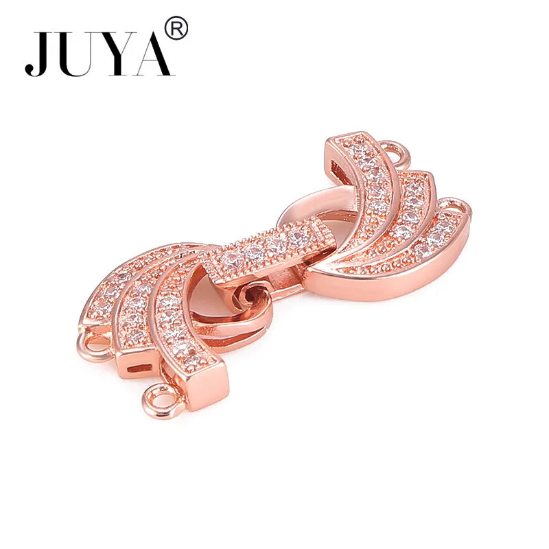 Jewellery Making Supplies Copper Inlaid AAA CZ Rhinestone Round Heart Clasps For Bracelets Making Fastening Jewelry Findings