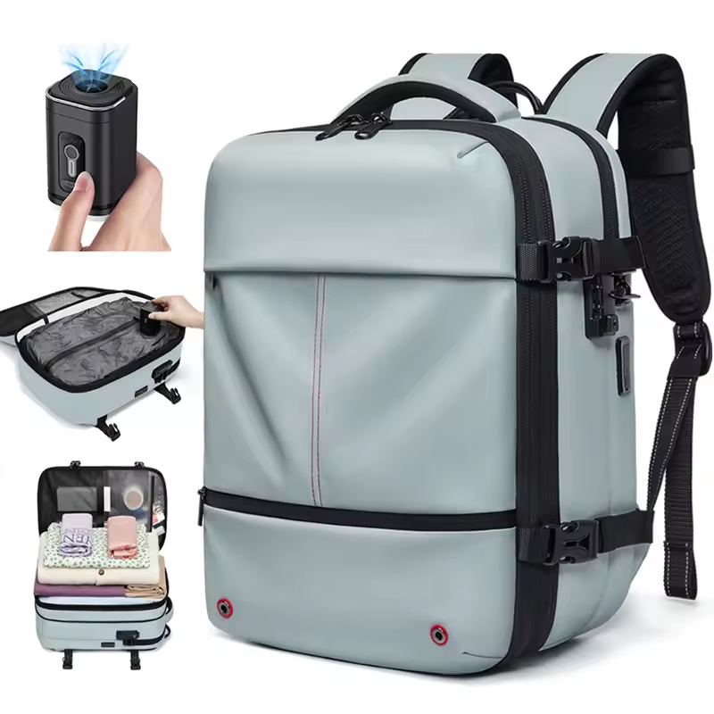 Vacuum compression backpack women's large-capacity wet and dry separation commuter travel bag can be boarded and expanded to a backpack