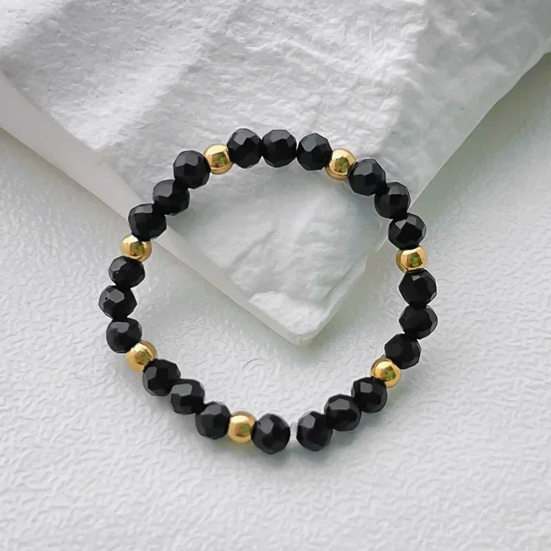 Freshwater Pearl Wedding Rings For Women Handmade Obsidian Opal Jewelry Stainless Steel Natural Stone Statement Ring