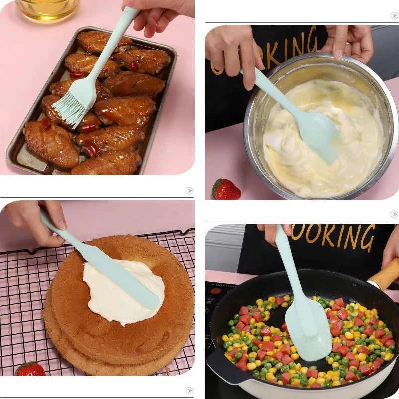 6Pcs Silicone Spatula Set Food Grade Cream Mixing Spoon Non Stick Heat Resistant Spatulas for Cooking Baking Mixing Baking Tools