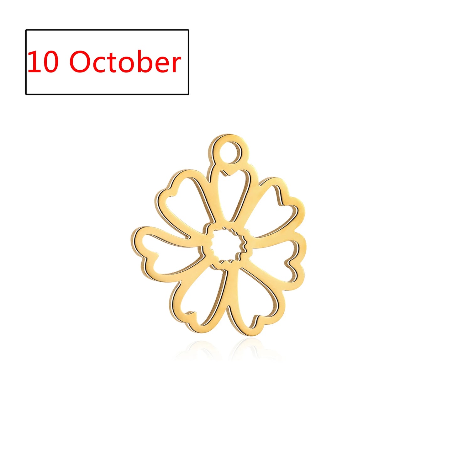 5Pcs Stainless Steel Birth Month Flower Charms Birthday Flower Dangles Plant Floral Pendant DIY Necklace Earrings Jewelry Making