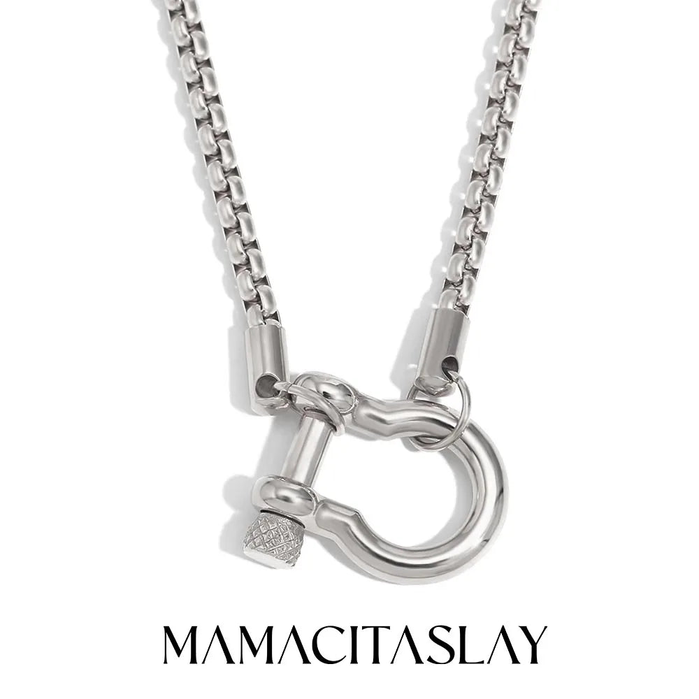 MamacitaSlay Unique Cool 316L Stainless Steel Double Color Necklace Party Waterproof Neck Jewelry For Women's DIY Accessories