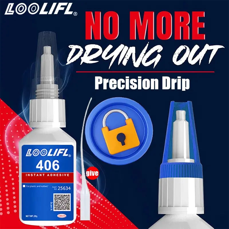 LOOLIFL 406 Instant Glue, Cyanoacrylate, Super Glue, 5 seconds fast drying, for toys crafts shoes paper fast repair,1-3pcs,20ml