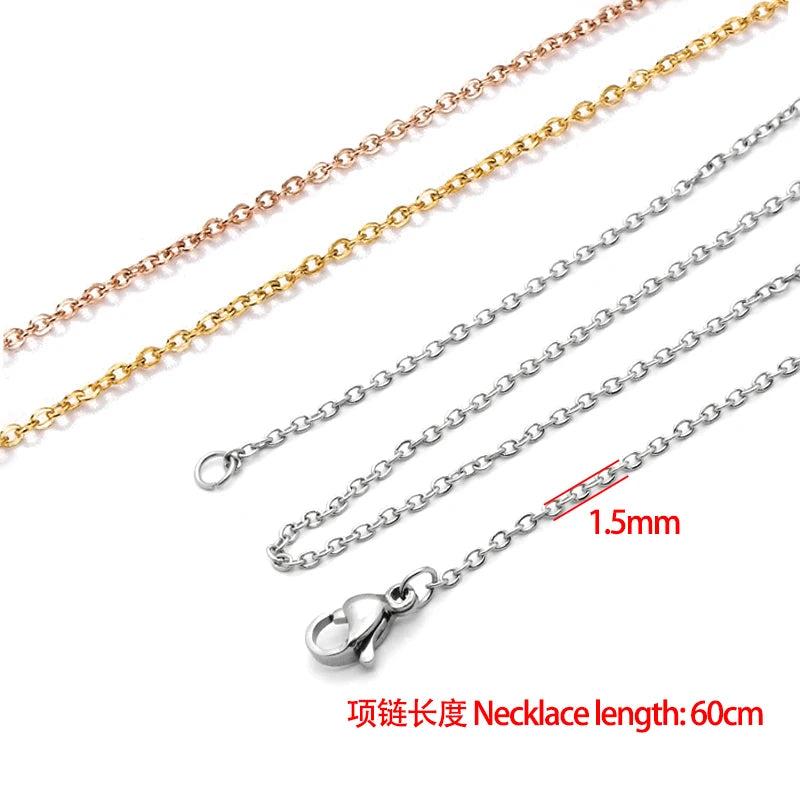 1pc 60+5cm Stainless Steel Necklace Chains 60cm with 5cm Adjustable Chain DIY Jewelry Making Materials