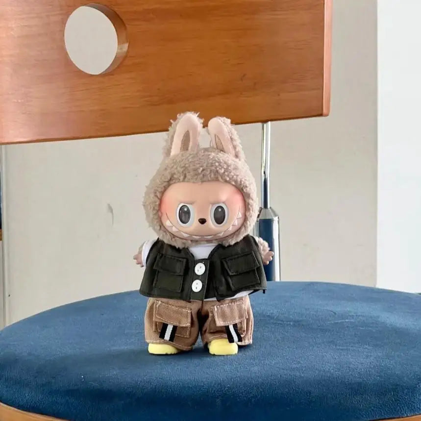 For 17 cm labubu vest three-piece doll baby clothes Doll Clothes Outfit Accessories