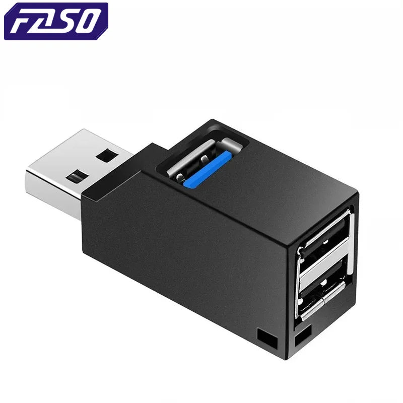 FASO USB 3.0 HUB Adapter Extender Mini Splitter Box 1 to 3 Ports High Speed USB 2.0 For PC Laptop U Disk Card Reader