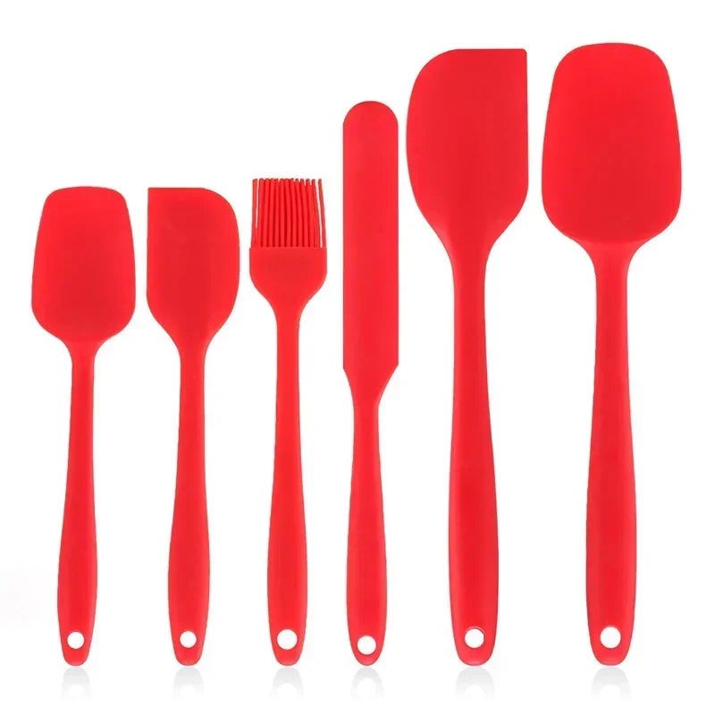 6Pcs Silicone Spatula Set Food Grade Cream Mixing Spoon Non Stick Heat Resistant Spatulas for Cooking Baking Mixing Baking Tools