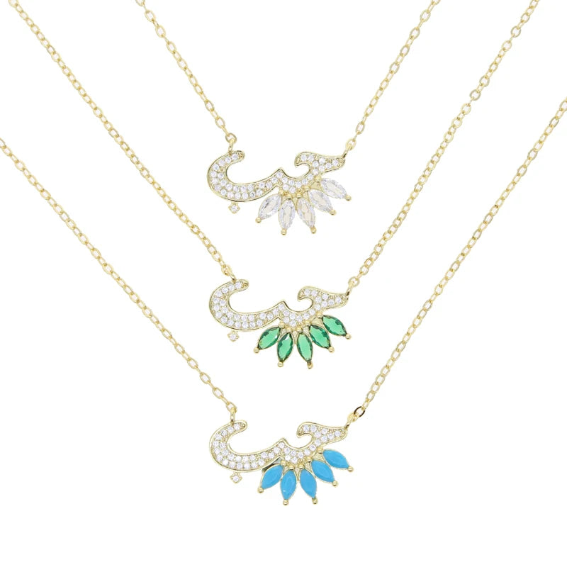 Total 31 Different Shape Arabic Letter Pendant Necklaces for Women Paved Green White Cz and Turquoise Gold Color Fashion Jewelry