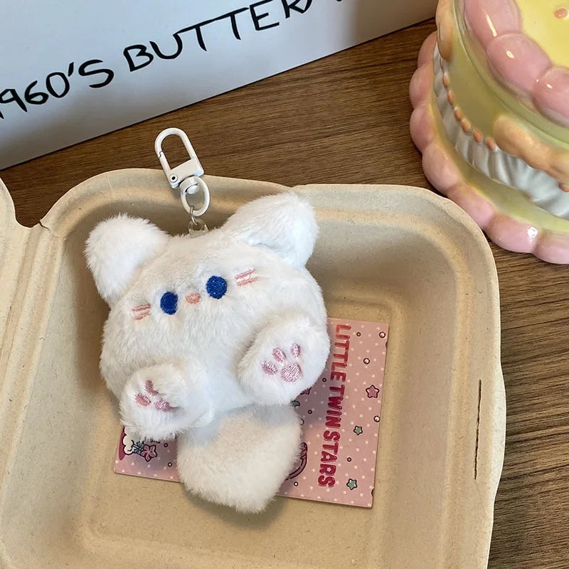 Plush Long Tail Cat Keychain Plush Doll Toys Cartoon Kitten Soft Stuffed Animal Keyring Backpack Charms Bag Pendant Decor Gifts