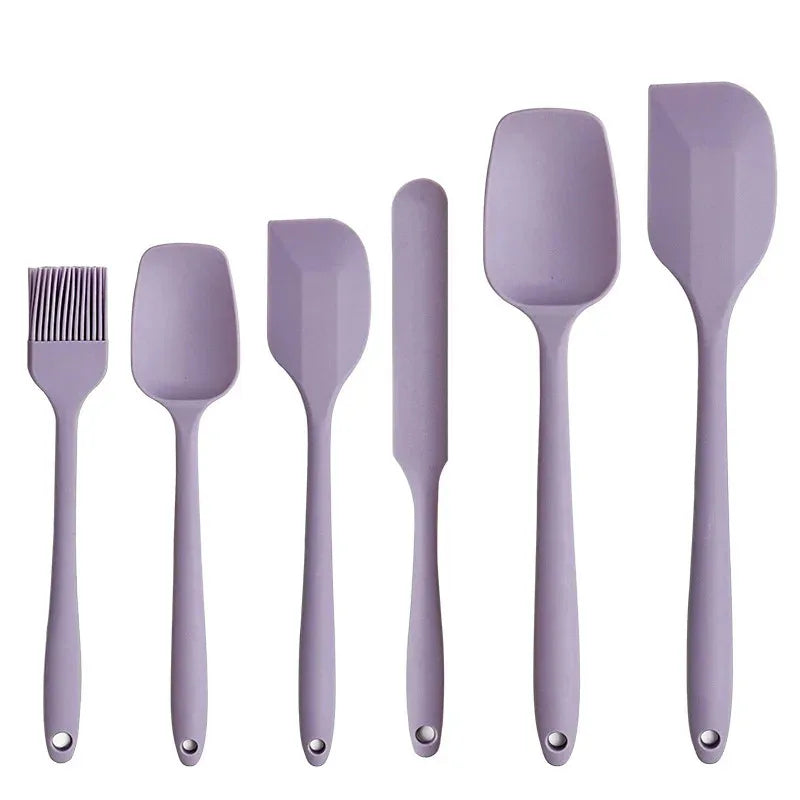 6Pcs Silicone Spatula Set Food Grade Cream Mixing Spoon Non Stick Heat Resistant Spatulas for Cooking Baking Mixing Baking Tools