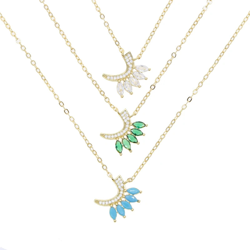 Total 31 Different Shape Arabic Letter Pendant Necklaces for Women Paved Green White Cz and Turquoise Gold Color Fashion Jewelry