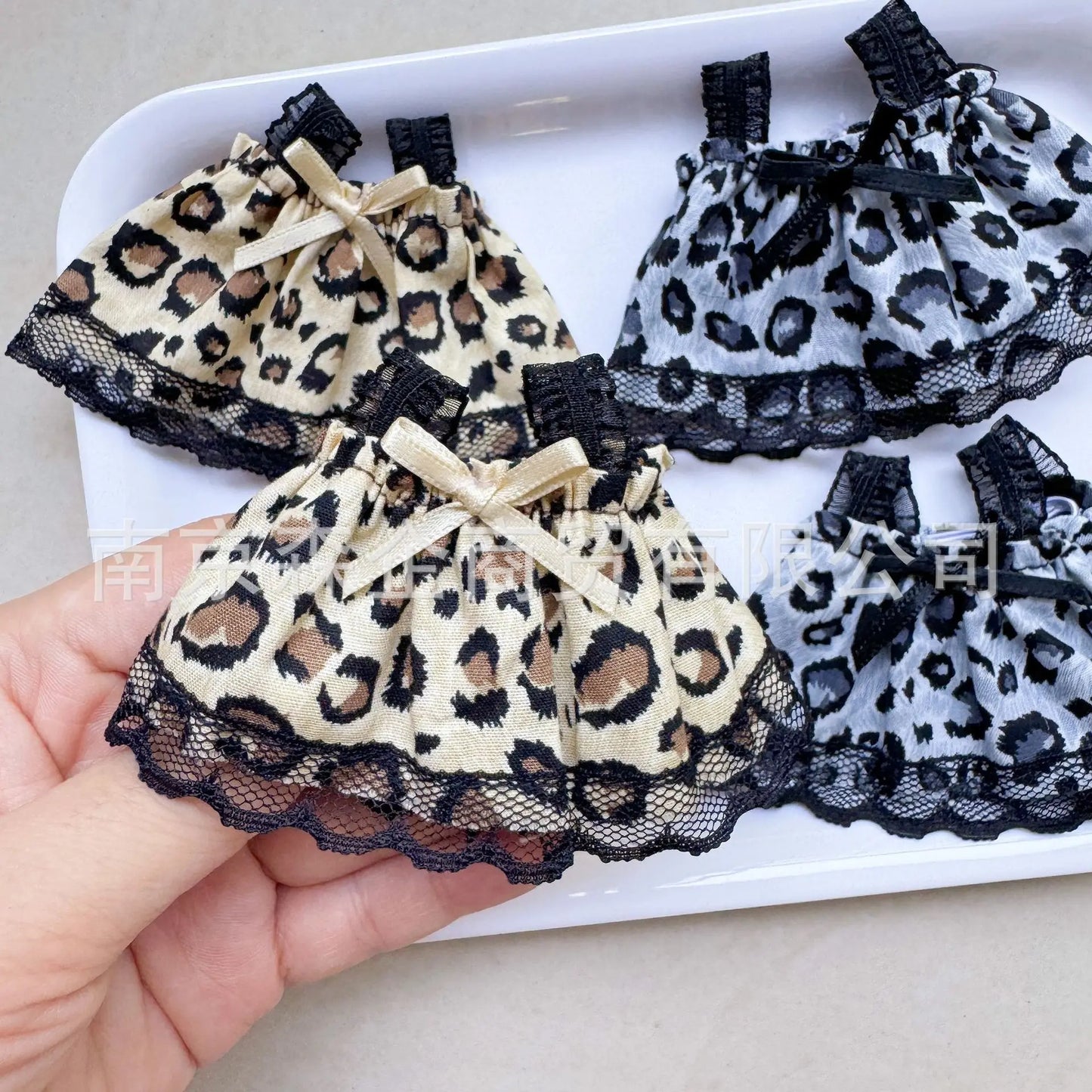 Mini Doll Clothes Outfit Accessories for 15-17cm Labubu Handmade Leopard Print Suspender Skirt Clothing
