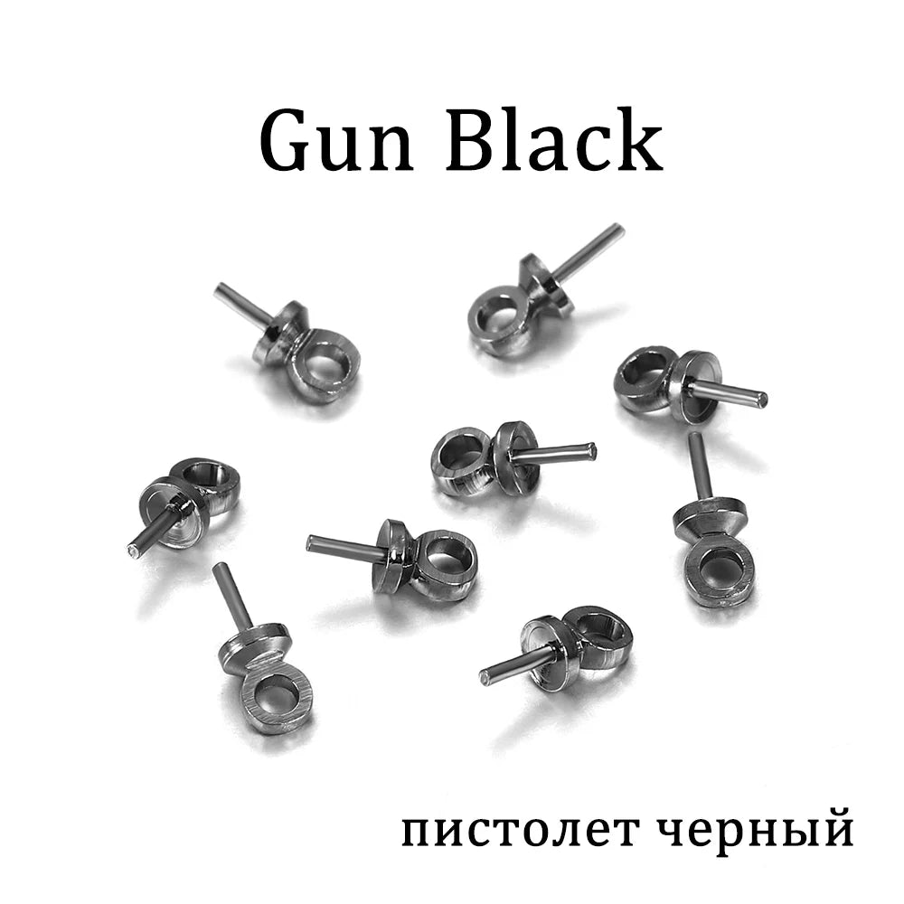 50-100pcs/lot Brass Half hole Charms Eye Pins Beads End Caps Top Drilled Pendant Bails Findings Connectors For Jewelry Makings