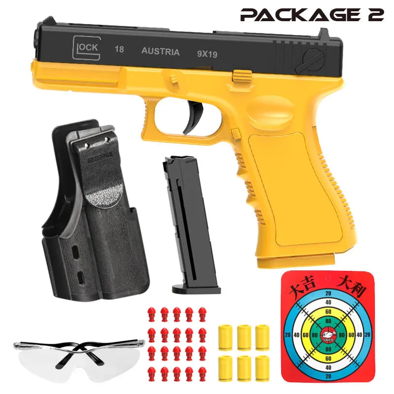 Black M1911 Colt Toy Gunman Gun, Soft Bullet Shell, Catapult Blaster, Manual Air Gun Launcher, Boys Shooting Game 14+y