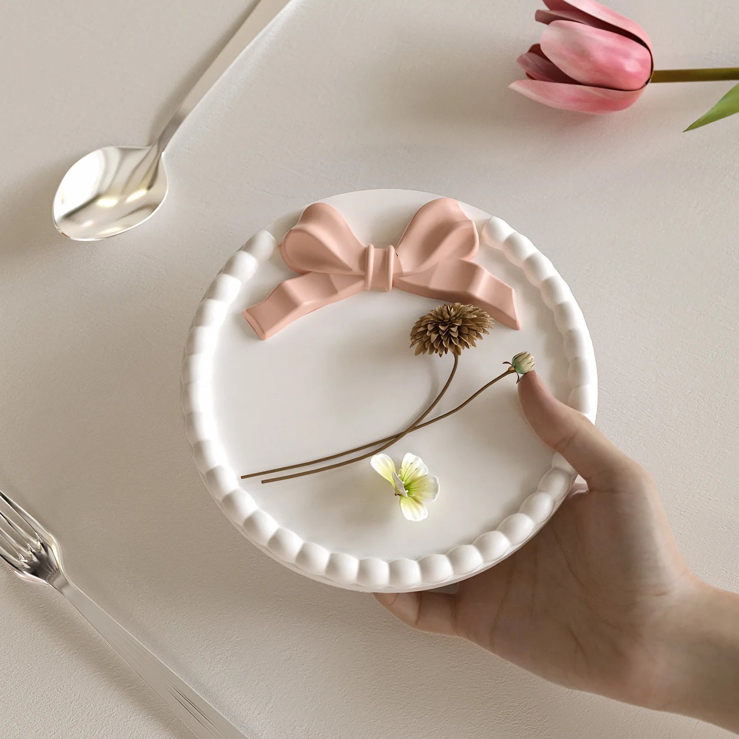 DIY Bow Bubble Tray Coaster Silicone Mold Plaster Epoxy Concrete Cement Mould Handicrafts Gift Jewelry Storage Tray Home Decor