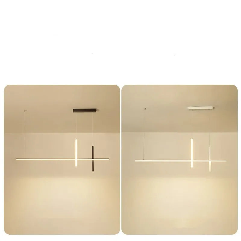 Modern Minimalist Led Chandelier Dimmable Black for Table Dining Room Kitchen Bar Pendant Lamp Home Decoration Light Fixture