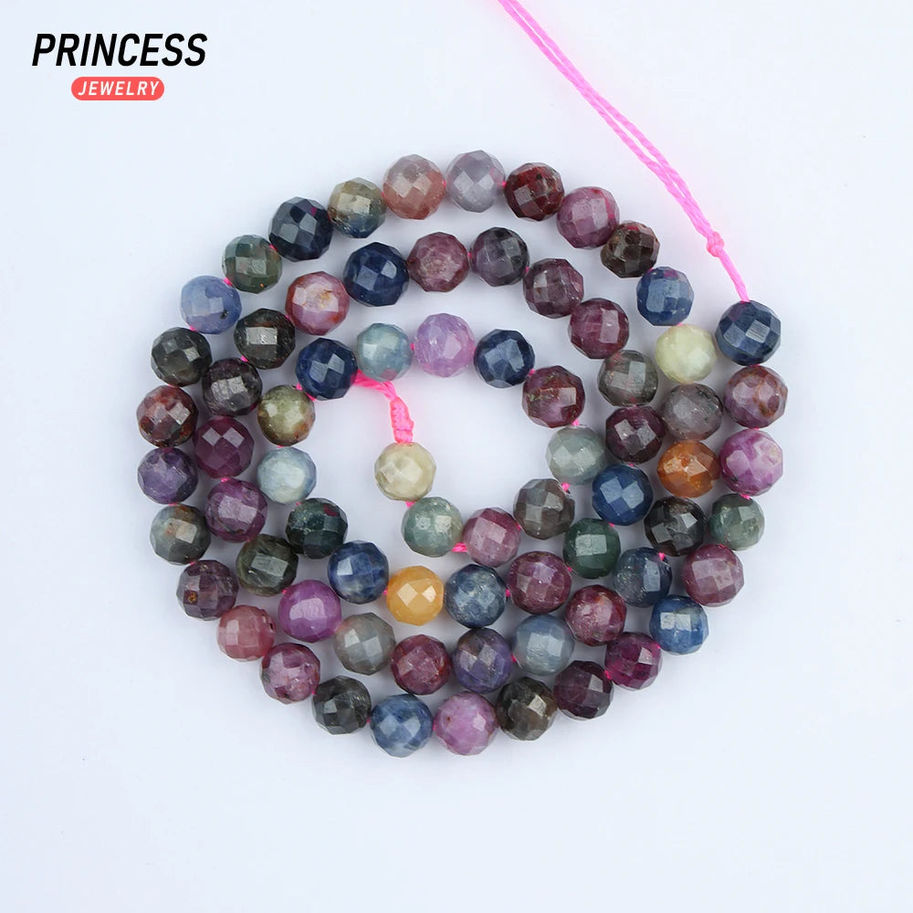 Natural Ruby Sapphire Faceted Beads Untreated Beads for Jewelry Making DIY, Wholesale Stone Beads