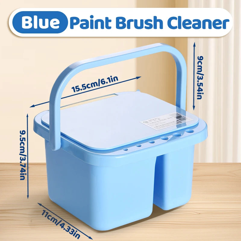 Marie's Blue Paint Brush Cleaner Washer,Multifunction Painting Brush Basin Holder and Organizer for Acrylic,Watercolor,Gouache