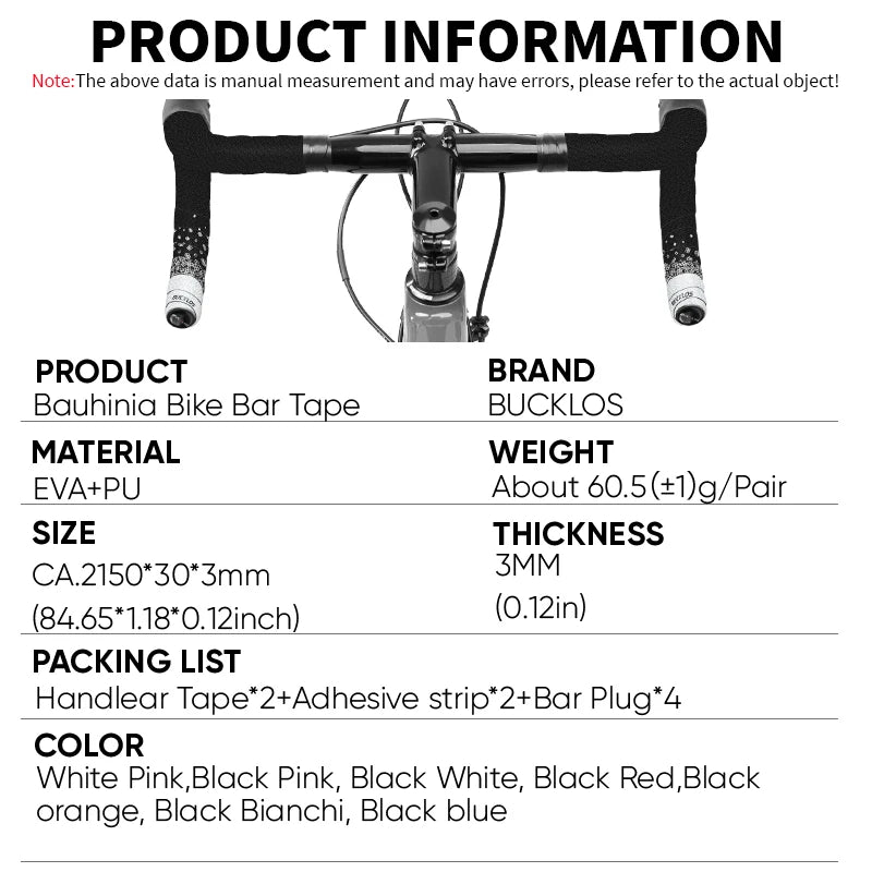 BUCKLOS Road Bike Handlebar Tape EVA+PU Non-slip Shock Absorption Handlebar Tape Flower Bar Tape Waterproof Bycicle Accessories