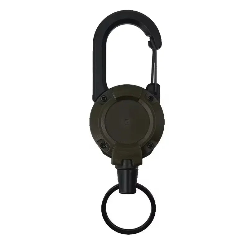 1pcs Heavy Duty Retractable Pull Badges ID Reel Carabiner Key Chain Steel Wire Rope Buckle Key Holder Outdoor Keychain Tools