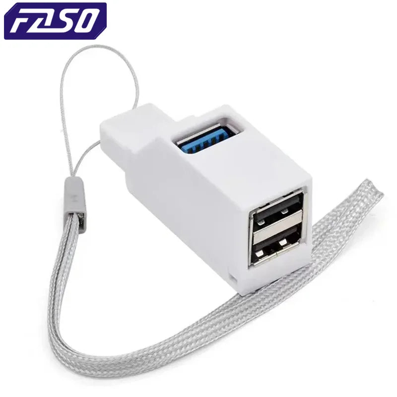 FASO USB 3.0 HUB Adapter Extender Mini Splitter Box 1 to 3 Ports High Speed USB 2.0 For PC Laptop U Disk Card Reader