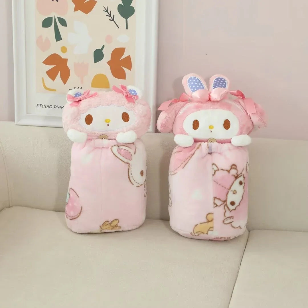 Sanrio Portable My Melody Blanket Kawaii Japanese Style Single Size Travel Blanket Comfortable Office Nap Blanket Girl Xmas Gift