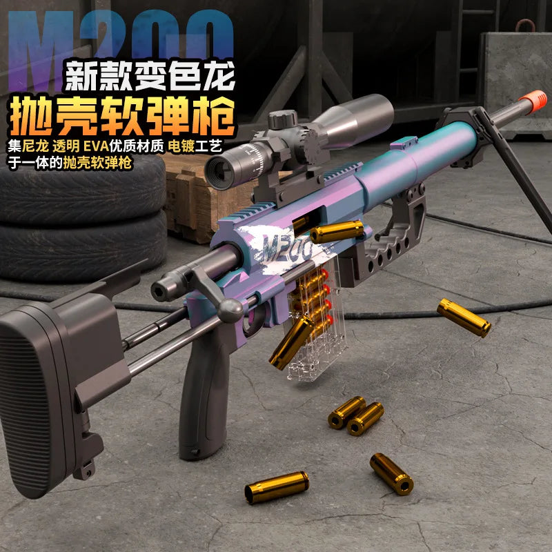 93cm Extra Large M200 Shell Throwing Soft Bullet Gun Can Launch Toy Shooter Dynamic Loading Boy Outdoor Battle Sniper Gun Model