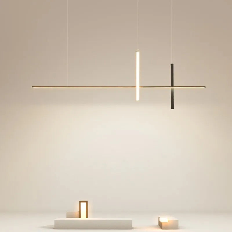 Modern Minimalist Led Chandelier Dimmable Black for Table Dining Room Kitchen Bar Pendant Lamp Home Decoration Light Fixture