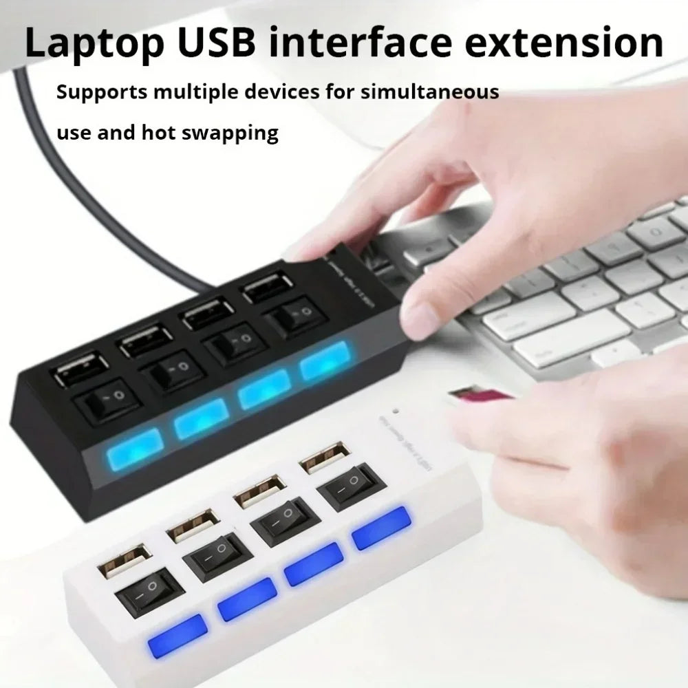 USB 3.0 Hub 4 Port 7 Port High Speed Data Transfer Expander with Led Switch Lamp Power Adapter For PC Laptop Flash Drive U Disk