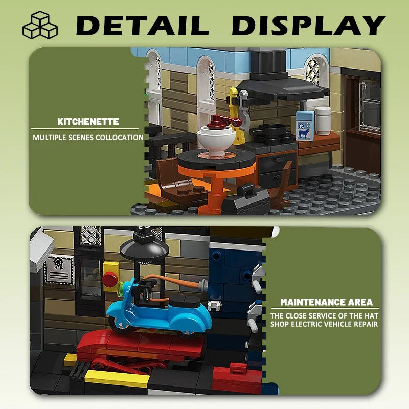 Street View The Hat Store Building Blocks City Model Creative Expert Module Assembly Bricks Constructor Kids Toy For Adult Gifts