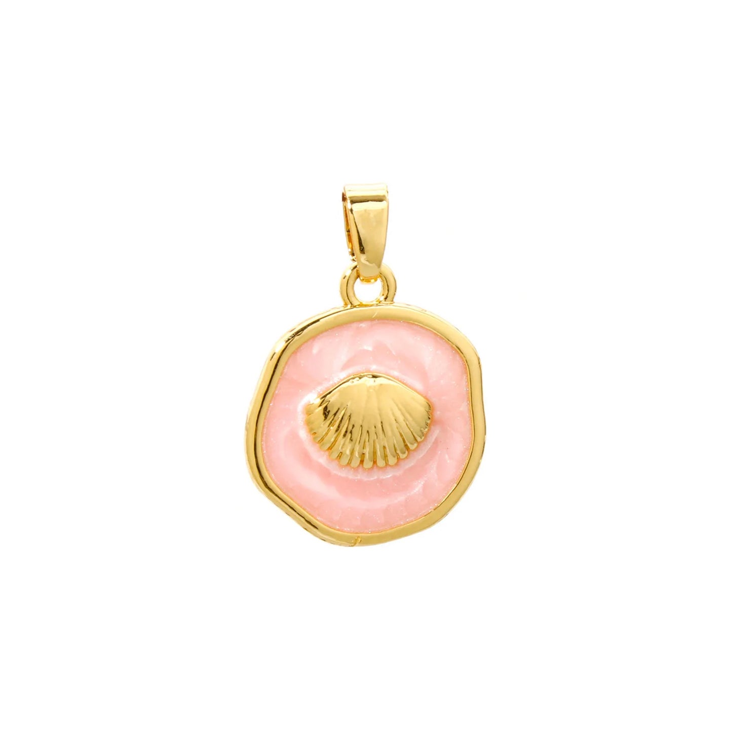 2 PCs Brass Ocean Series Charm Pendant 18K Gold Plated Irregular Enamel Shell Starfish Dolphin For Necklace Making 22mm x 15mm