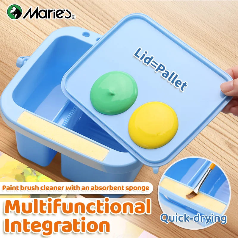 Marie's Blue Paint Brush Cleaner Washer,Multifunction Painting Brush Basin Holder and Organizer for Acrylic,Watercolor,Gouache