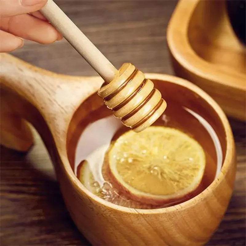 Kitchen Tools Practical Long Handle Wood Honey Spoon Mixing Stick Dipper For Honey Jar Coffee Milk Tea Supplies tea spoon