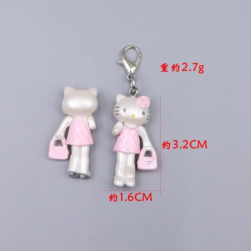 Kawaii Hello Kitty Toy Cute Anime Cat Keychain Backpack Phone Case Decoration Cartoon Festival Gift Women Accessories Wholesale
