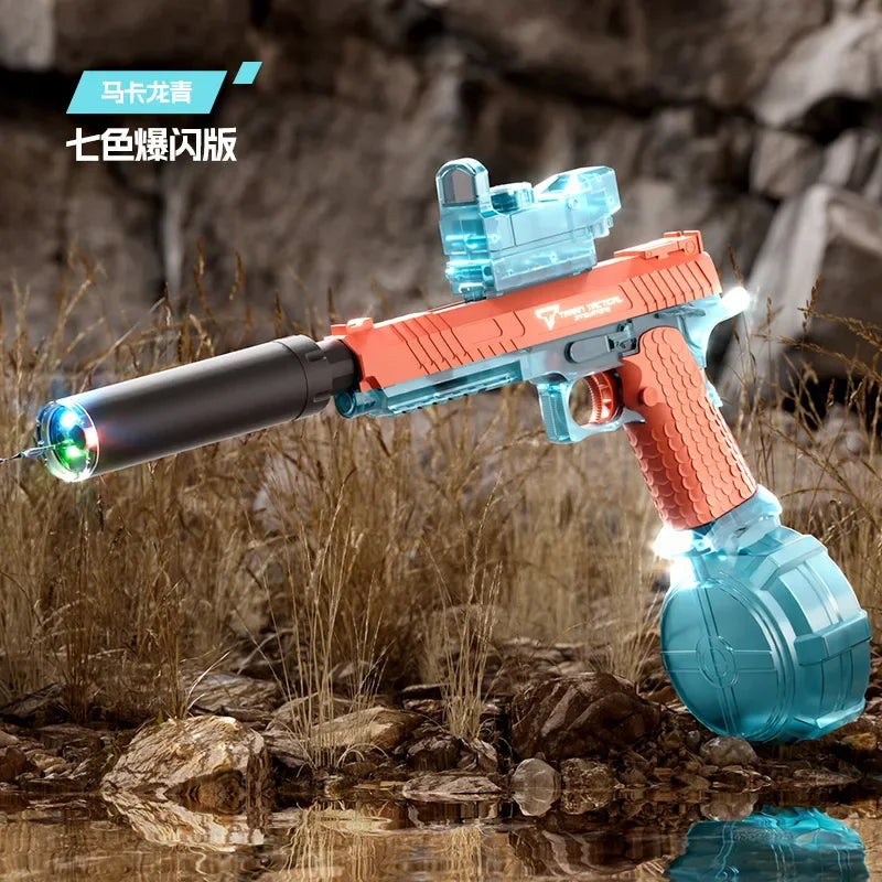 Automatic Desert Eagle Water Gun Toys Electric Shooting Flashing Lights Battle Water Pistol Spray Outdoor Pool Toys for Boy Gift