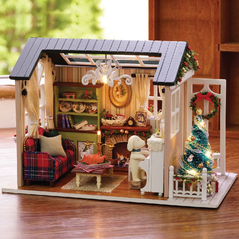 Diy With Dollhouse Furniture Light Wooden Casa Roombox Doll House Handmade Home Assembly MiniatureToys Christmas Birthday Gifts