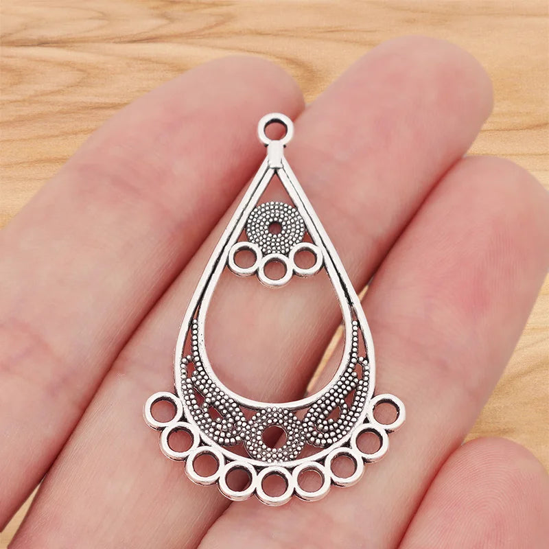 10 Pieces Tibetan Silver Bohemia Boho Water Drop Chandelier Multi Strand Connector Charms Pendants for Earrings Jewellery Making